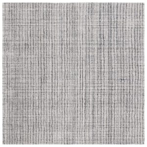 Abstract Gray/Ivory 6 ft. x 6 ft. Abstract Striped Square Area Rug