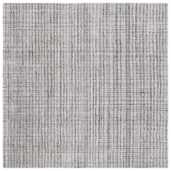 SAFAVIEH Abstract Gray/Ivory 6 ft. x 6 ft. Abstract Striped Square Area Rug