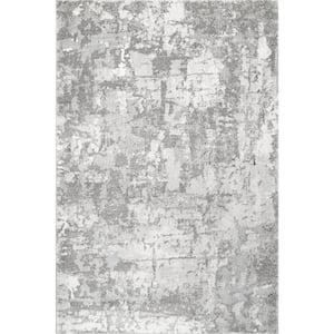 Francis Cloud Abstract Silver 8 ft. x 10 ft. Area Rug