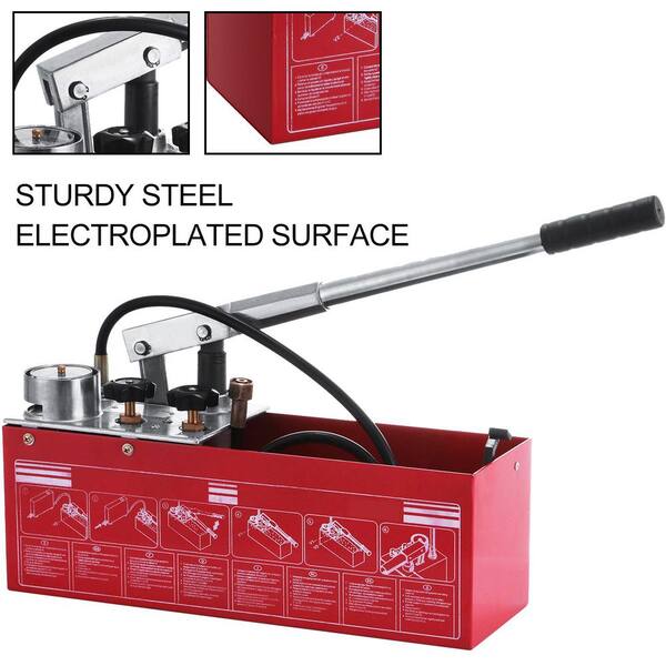 SKYSHALO - Hydraulic Pressure Test Pump 50 Bar Hand Pressure Test Pump 726 PSI 3.2 Gal. Tank 45 ML 1/2 in. BSP Hydrostatic