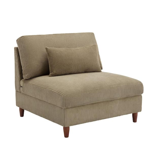 Uixe 37.3 in. Luxury Armless Corduroy Polyester Rectangle Sectional Center 1-Seat Sofa in. Camel(Set of 1)