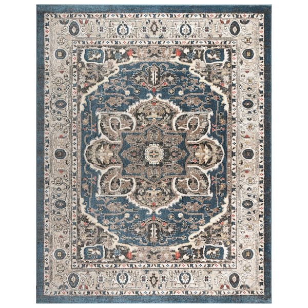 Gertmenian Heirloom Wynn Blue 9 ft. x 13 ft. Oriental Medallion Indoor Area Rug