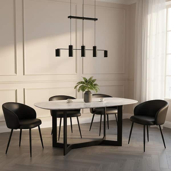 Looma Contemporary Modern Black Faux Leather Upholstered Dining Side Chair (Set of 2)