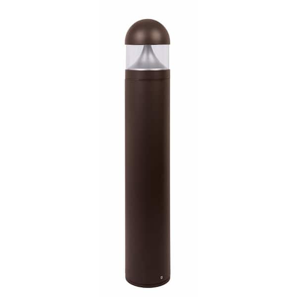 Rounded 201BC Line-Voltage Bronze Aluminum 1400 Lumen Hardwired Integrated LED Bollard Light 4000K