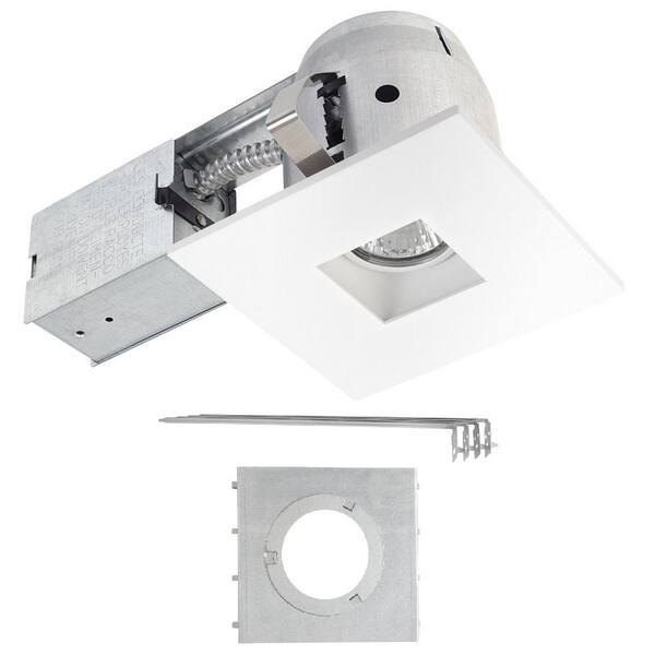 Globe Electric 4 in. White IC Rated LED Recessed Lighting Kit with New Construction Mounting Plate, Bulb Included