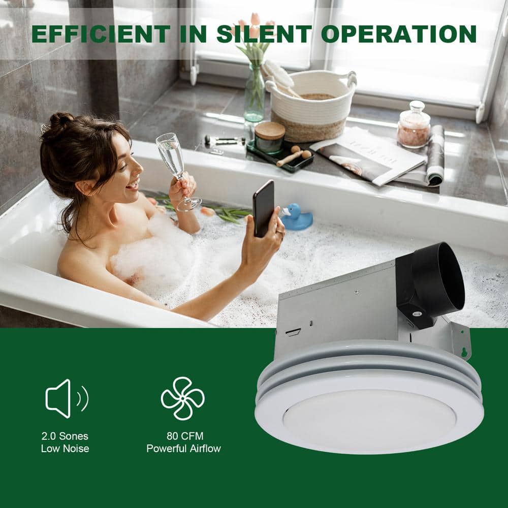 White Acrylic Round Ceiling Mount Bathroom Exhaust Fan with LED Light