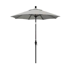 7.5 ft. Bronze Aluminum Pole Fiberglass Ribs Market Collar Tilt Crank Lift Outdoor Patio Umbrella in Granite Sunbrella