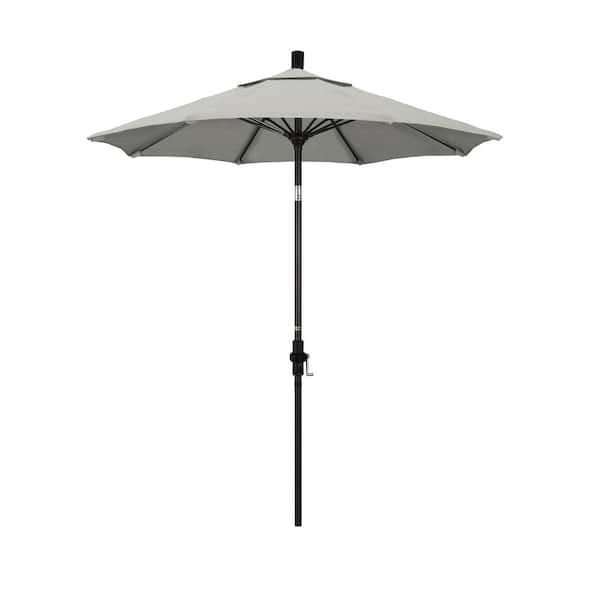 California Umbrella 7.5 ft. Bronze Aluminum Pole Fiberglass Ribs Market Collar Tilt Crank Lift Outdoor Patio Umbrella in Granite Sunbrella