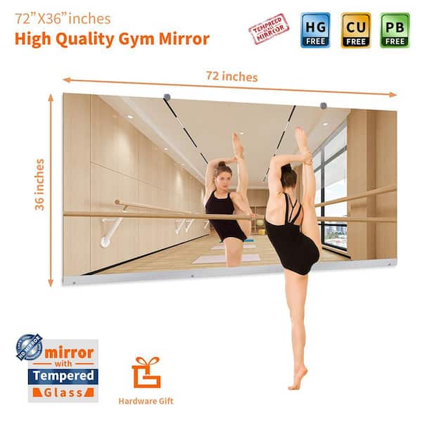 36 in. W x 72 in. Rectangular Frameless Tempered HD Wall Mirror/Gym Mirror/Dance Mirror