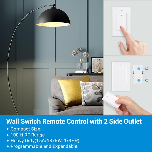 Indoor Remote Control Outlet Switch Set, White