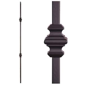 Designer Square 44 in. x 0.625 in. Satin Black Double Knuckle Hollow Wrought Iron Baluster