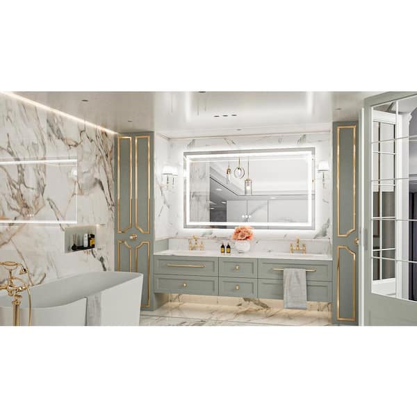 KeonJinn 60 in. W x 36 in. H Rectangular Frameless LED Light Anti