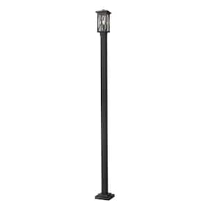 Brookside 1-Light Black 109.75 in. Aluminum Hardwired Outdoor Weather Resistant Post Light Set with No Bulb Included
