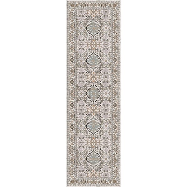 Cullen Beige/Blue 2 ft. X 7 ft. 5 in. Oriental Indoor Area Rug
