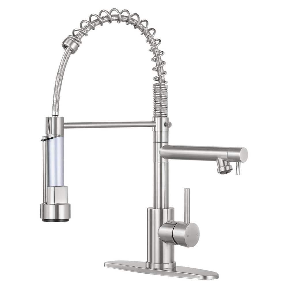 Single Handle Pull Down Sprayer Kitchen Faucet 360 Degree Spout Swivel with Pull Out Spray in Brushed Nickel price history on PriceWatchPro