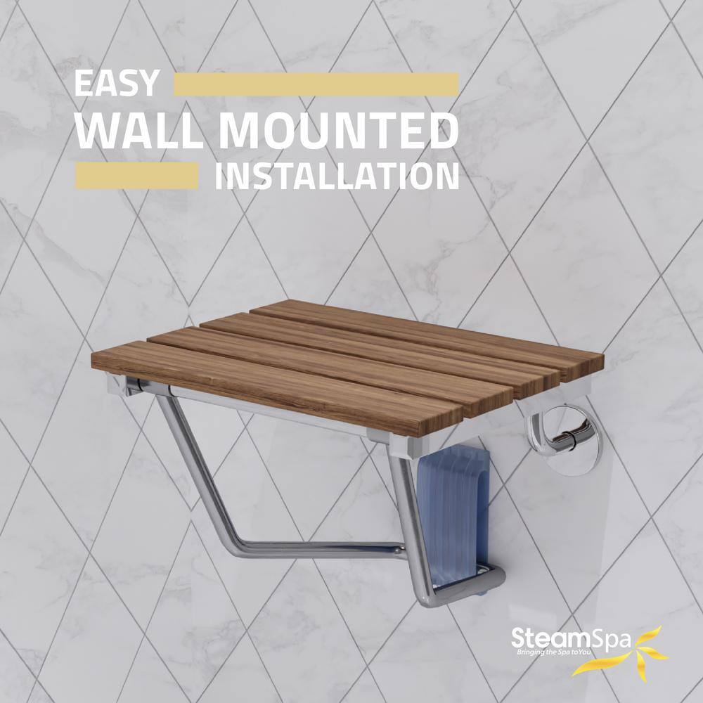 Teak and Stainless Steel Foldable Shower Seat