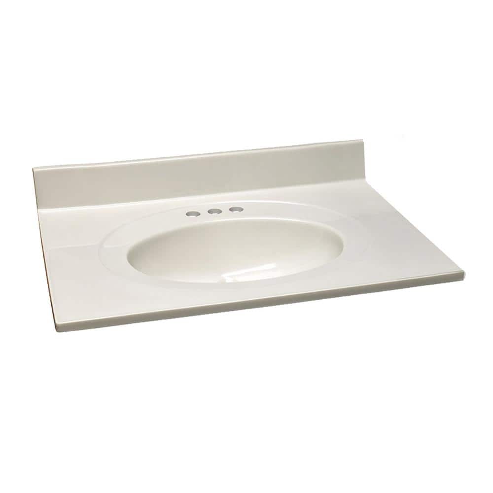 Ivory Swirl Cultured Marble Vanity Top with Integrated Backsplash, 31-Inch