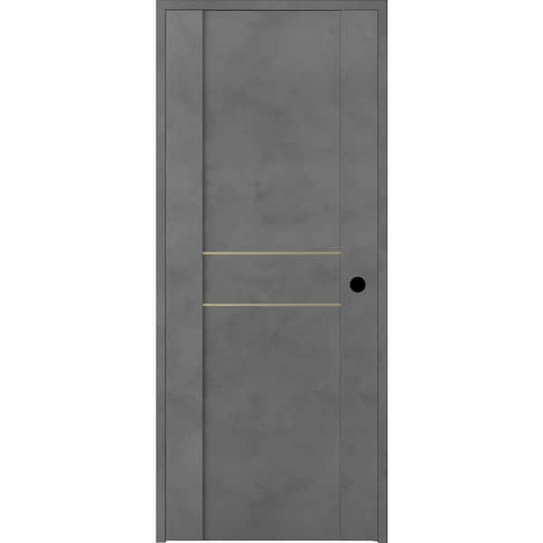 Belldinni Vona 01 2HN Gold 32 in. x 80 in. Left-Handed Solid Core Dark Urban Textured Wood Single Prehung Interior Door