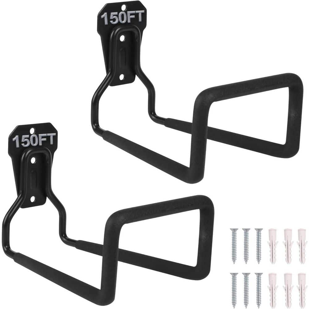 2-pieces Metal Garden Hose Holder-Heavy Duty Hose Hanger Wall Mounted Water Hose Holder for Outside Yard-Black price history on PriceWatchPro