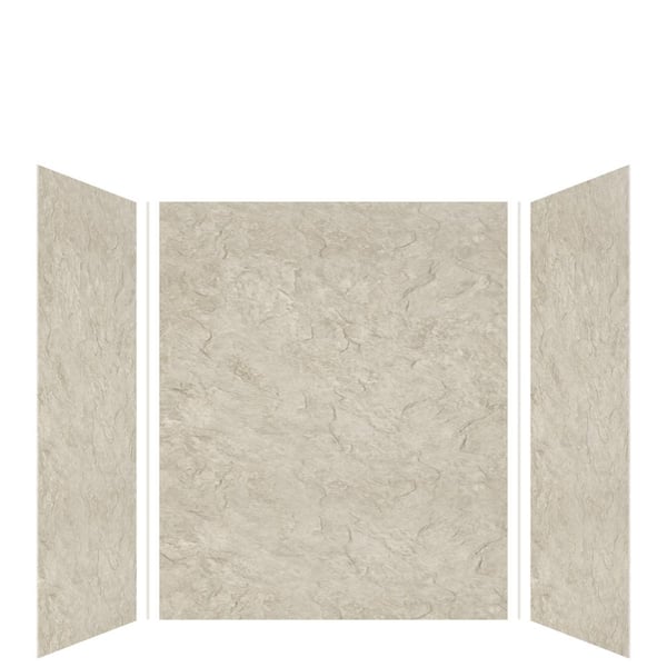 Transolid Expressions 48 in. x 60 in. x 72 in. 3-Piece Easy Up Adhesive Alcove Shower Wall Surround in Sea Fog