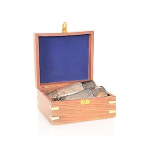 Dahlia Abstract Binocular with Leather Overlay in Wood Box