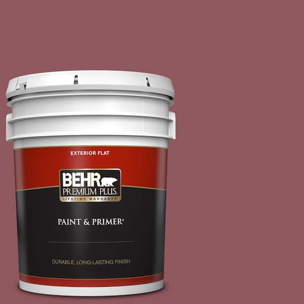 BEHR PREMIUM PLUS 5 gal. #PMD-33 Fragrant Cherry Flat Exterior Paint & Primer