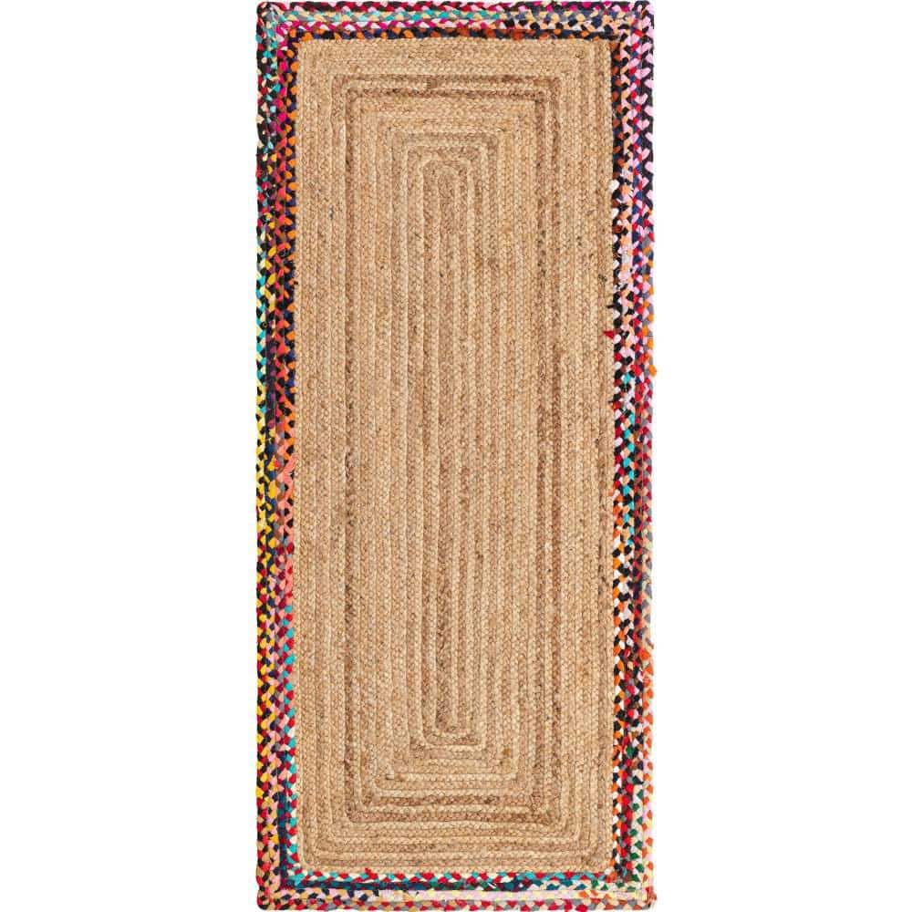 2.6 x 5, 2.6 x 12, 3 x 2024 12 Ft Black border with natural jute runner-braided jute rugs-natural area jute rugs-braided jute runner-runner rugs