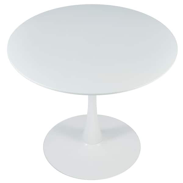 35.4 in. Round White Wood Top Pedestal Dining Table Seats 4