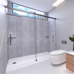 Platinum Grey-Tetherow 60 in. x 30 in. x 83 in. Base/Wall/Door Rectangular Alcove Shower Stall/Kit Matte Black Left
