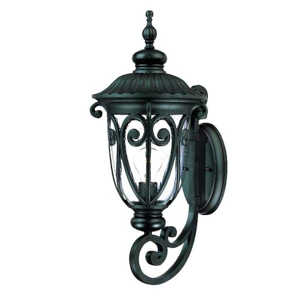 22.75 in. Black Outdoor Hardwired Sconce with No Bulbs Included