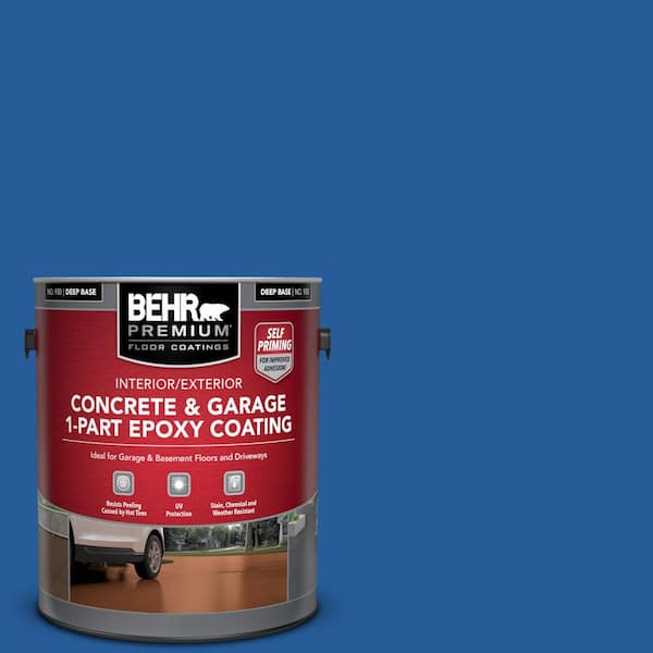 BEHR PREMIUM 1 gal. #P510-7 Beacon Blue Self-Priming 1-Part Epoxy Satin Interior/Exterior Concrete and Garage Floor Paint