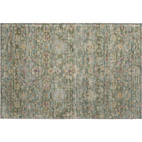 Mayfield Premium Machine Washable Abstract AMF2485 Basil 2 ft. x 3 ft. Accent Rug
