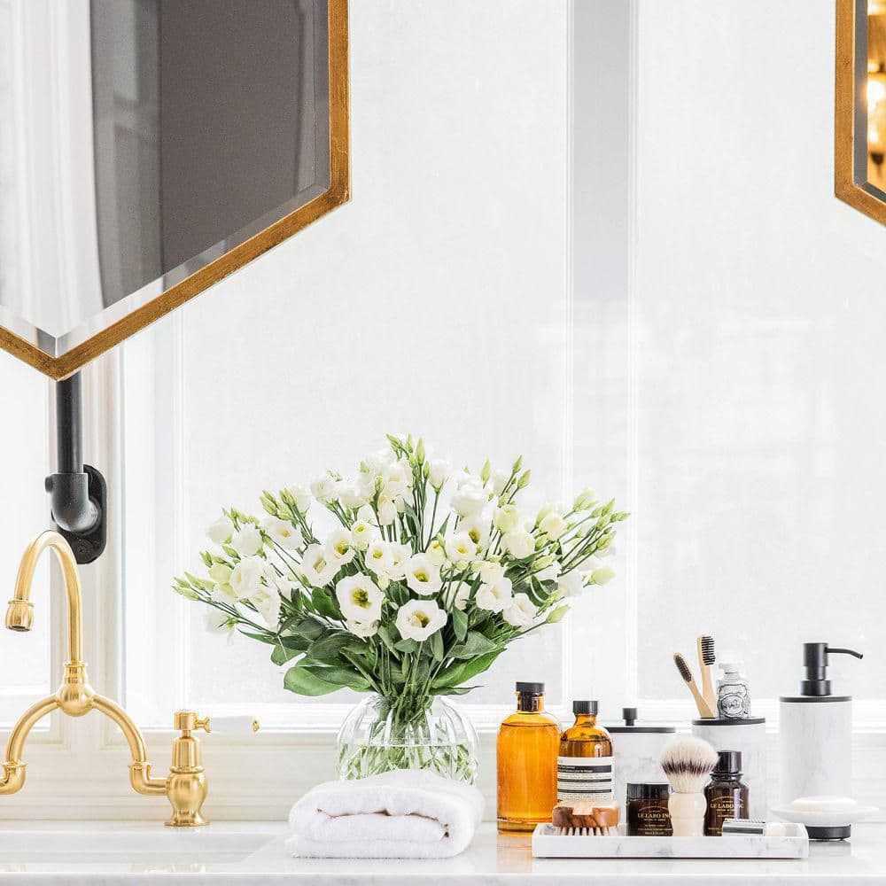 Marble and Black Resin 5-Piece Bathroom Accessory Set