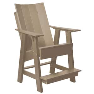 Contemporary Weathered Wood Plastic Outdoor High Adirondack Chair
