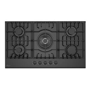 36 in. Gas-on-Glass Gas Cooktop in Black with 5-Burners including Melting Burners