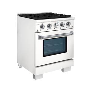 BOLD 30" 4.2 Cu.Ft. 4 Burner Freestanding Dual Fuel Range with Gas Stove and Electric Oven in White