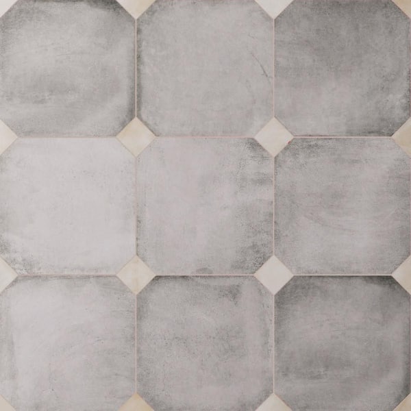 Merola Tile Laverton Octagon Gris with Taco Arena 8 in. x 8 in. Porcelain Floor and Wall Tile (11.25 sq. ft. /Case)