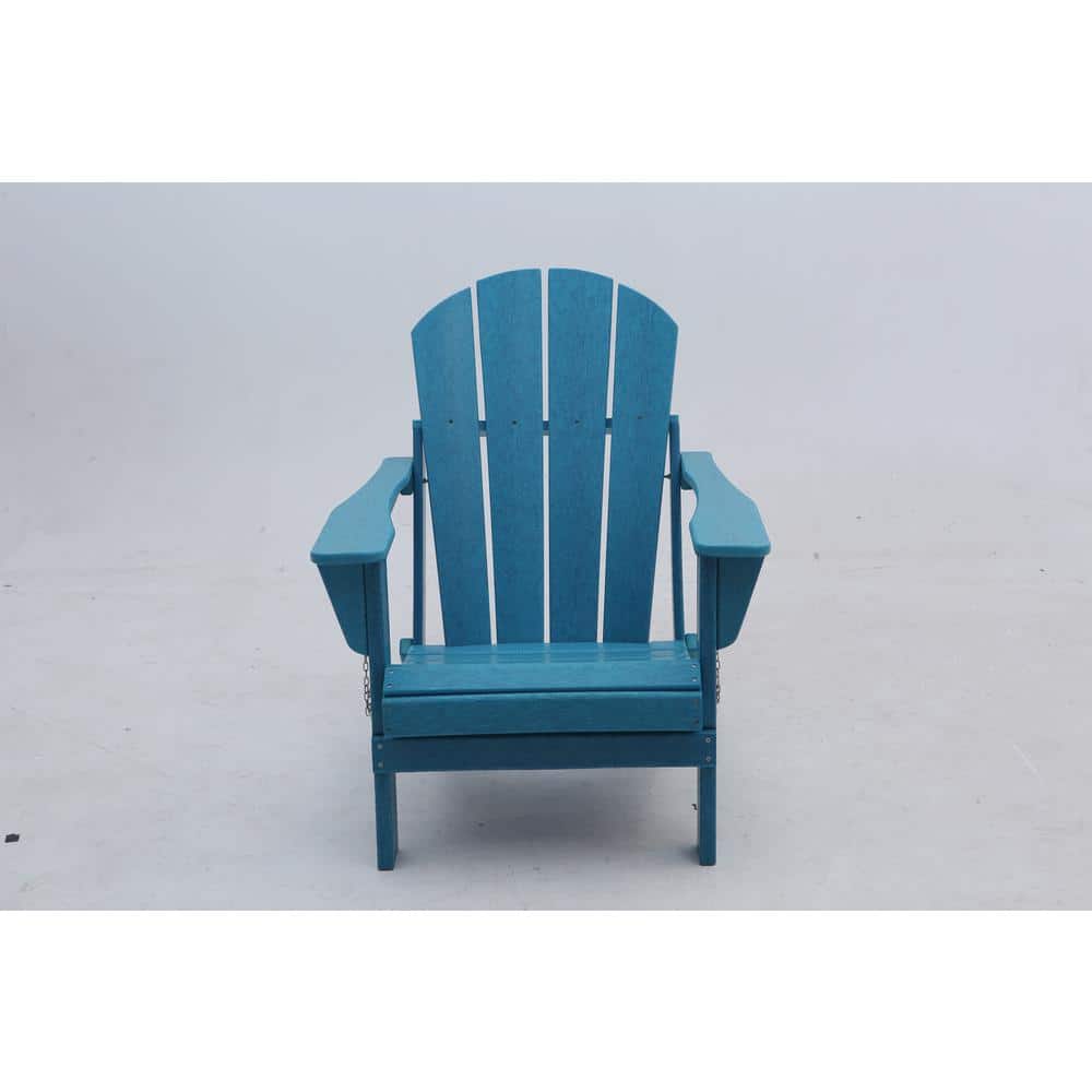 Plastic Solid All-Weather Folding Adirondack Chair in Blue