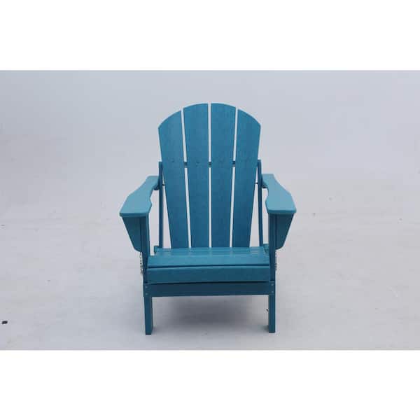 Unbranded Plastic Solid All-Weather Folding Adirondack Chair in Blue