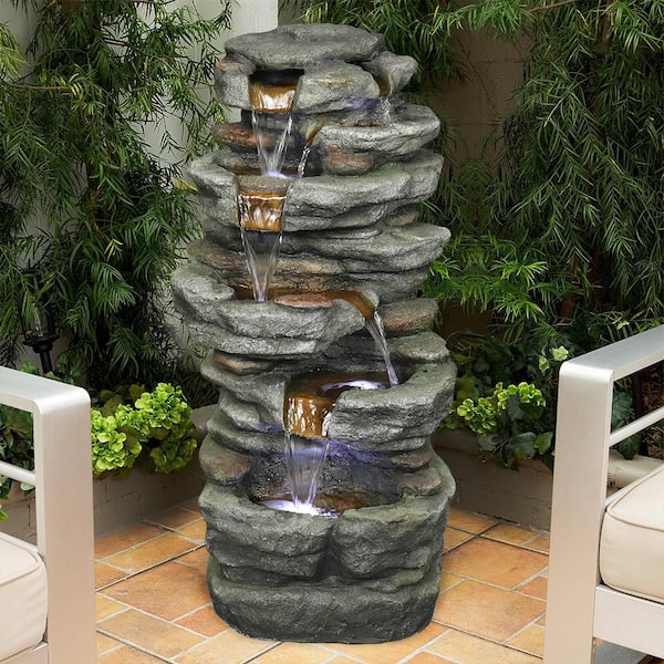 11.2 Inch Relaxation Waterfall Feature LED Decorative Tabletop Water Fountain 