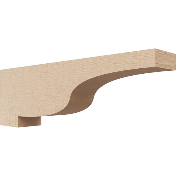 Ekena Millwork 2 in. x 4 in. x 12 in. Series 3 Thin Newport Rough Cedar Woodgrain Timberthane Polyurethane Corbel, Primed Tan