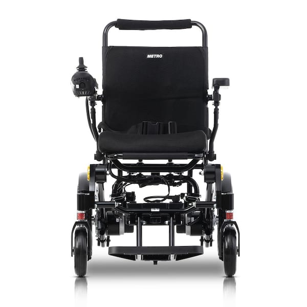 Aoibox Intelligent Lightweight Foldable Electric Wheelchairs with Anti-Tip Wheels and Electromagnetic Brake System in Black