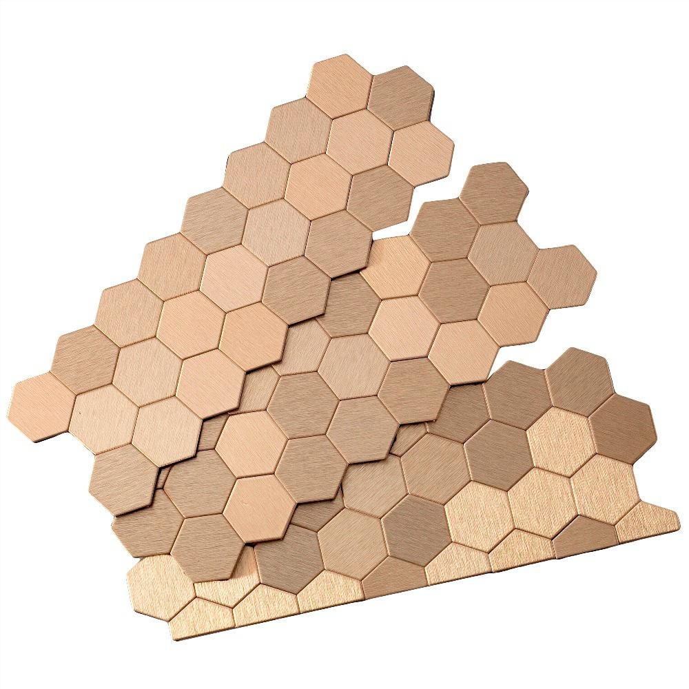 Honeycomb Matted 12 in. x 4 in. Brushed Champagne Metal Decorative Tile Backsplash (1 sq. ft.) price history on PriceWatchPro
