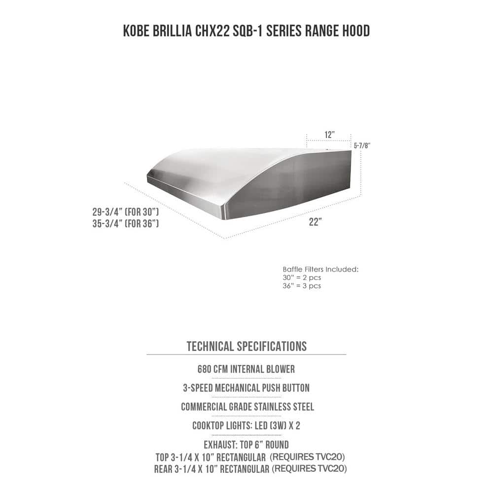 30-Inch Stainless Steel Under Cabinet Range Hood with LED Lights