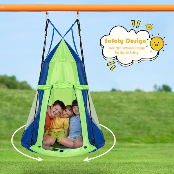 40" Kids Hanging Chair Swing Tent Set Hammock Nest Pod Seat Pink 