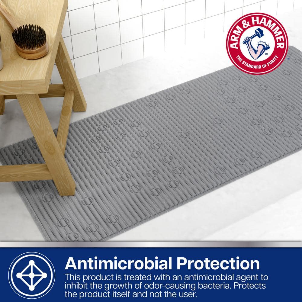 Grey Performance Foam Non-Slip Bath Mat for Showers and Tubs, 17 x 40