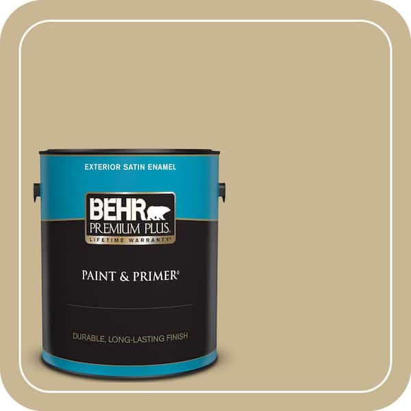 BEHR PREMIUM PLUS 1 gal. #MQ2-30 Spring Wheat Satin Enamel Exterior Paint & Primer