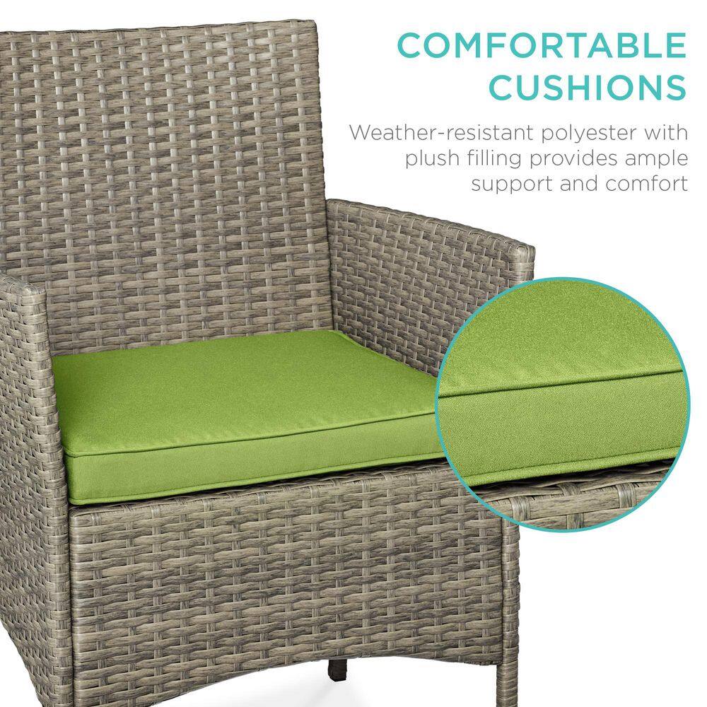 Taupe and Pistachio Steel Frame Wicker Bistro Set with Glass Tabletop