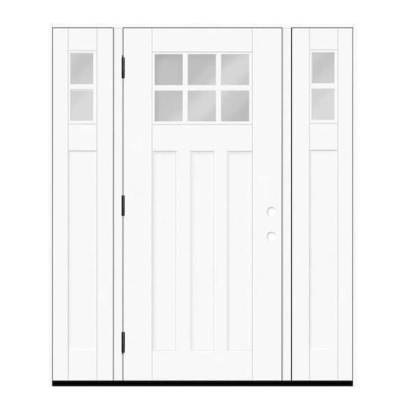 Regency 68 in. x 80 in. 6L Toplite Clear Glass RHOS Unfinished Fiberglass Prehung Front Door with 14" SLs 6-9/16" Jamb