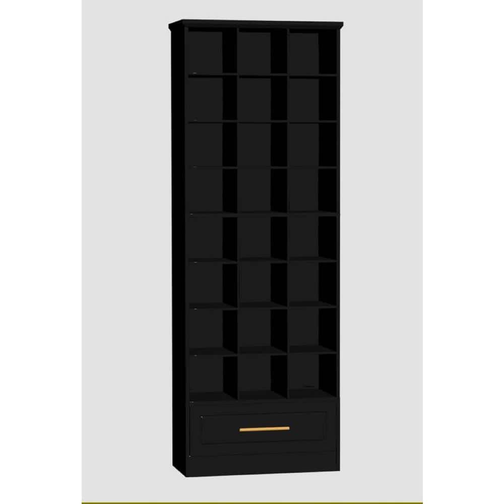 70.86 in. H x 25.6 in. W Black 24-Pairs Tall Shoe Storage Cabinet with Drawer, 9-Tier Shoe Rack for Entryway